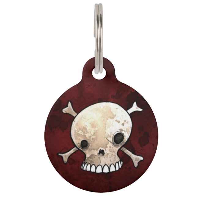 Totenkopf mit gekreuzter Knochen-Haustier Haustiermarke (Vorderseite)