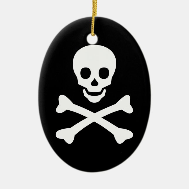 Totenkopf mit gekreuzter Knochen Keramik Ornament (Vorne)