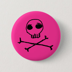 Totenkopf mit gekreuzter Knochen-Knopf Button