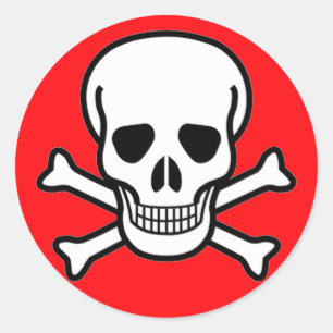 Totenkopf mit gekreuzter Knochen-Pirat Runder Aufkleber