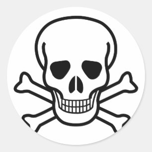Totenkopf mit gekreuzter Knochen Runder Aufkleber