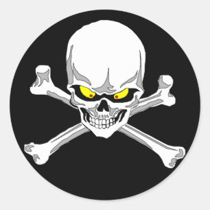Totenkopf mit gekreuzter Knochenaufkleber Runder Aufkleber