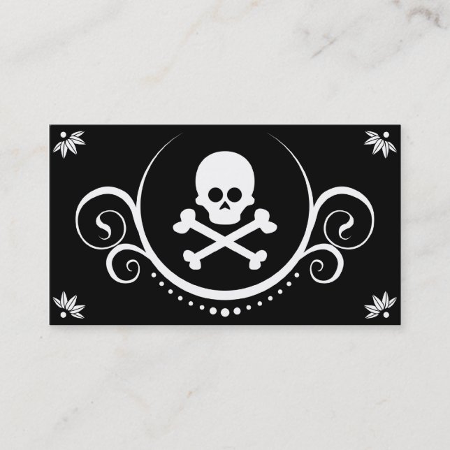 Totenkopf mit gekreuzter Knochenkultiviertheiten Visitenkarte (Vorderseite)
