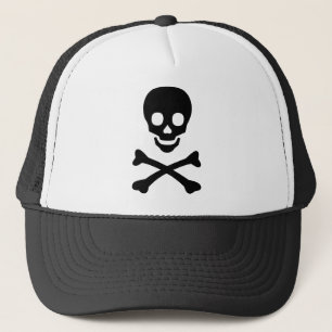 Totenkopf mit gekreuzter truckerkappe