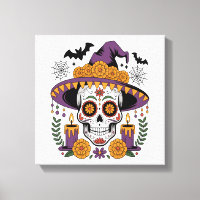 Totenkopf mit Hexenhut Halloween-Vektor