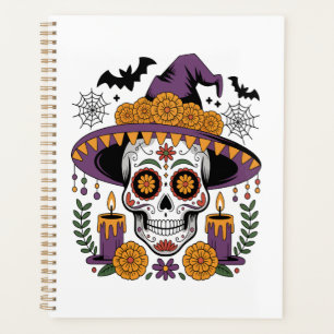Totenkopf mit Hexenhut Halloween Vektor Planer