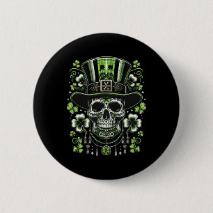 Totenkopf mit Hut St. Patricks irische Männer Frau Button