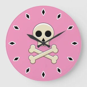 Totenkopf mit Knochen Große Wanduhr