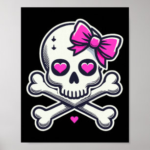 Totenkopf mit Schleife Rosa Mädchen Schädel Hallow Poster
