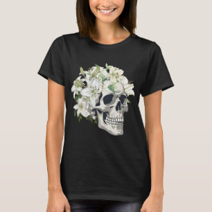 Totenkopf mit weißen Lilien FRAUEN T-SHIRT