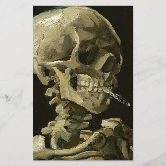 Totenkopf mit Zigarette von Van Gogh Briefpapier (Vorderseite)