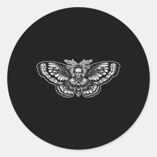 Totenkopf Moth Tattoo Art inspirierte Symbolische Runder Aufkleber
