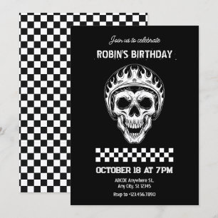 Totenkopf-Motorradfahrer-Geburtstag Einladung