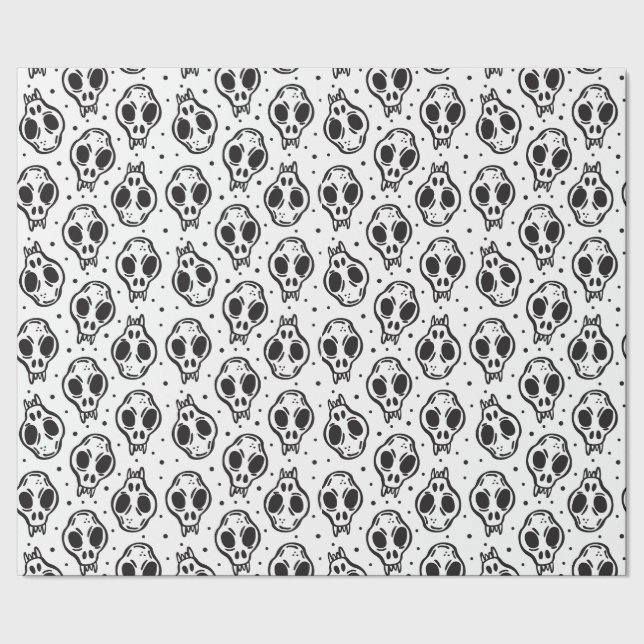 Totenkopf-Muster. Halloween-Design. Geschenkpapier (Saum)