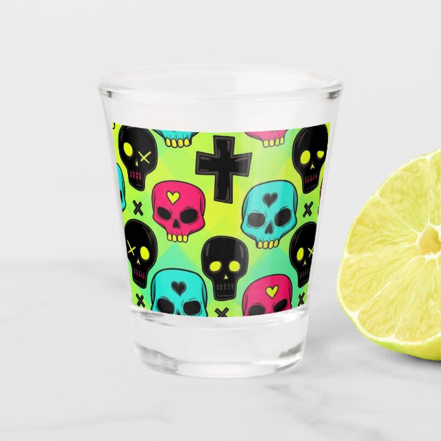 Totenkopf-Muster-Shotglas Schnapsglas (Vorderseite)