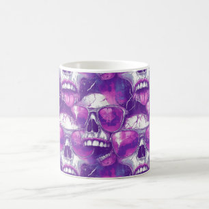 Totenkopf-Musterdesign mit violetter Sonnenbrille Kaffeetasse