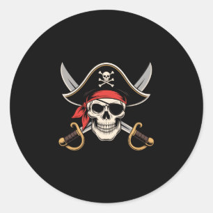 Totenkopf-Pirat Jolly Roger Flag Halloween lustig Runder Aufkleber
