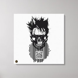 Totenkopf QR G-Skulls Strichcode mit Bart 10 Leinwanddruck
