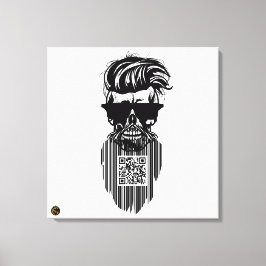 Totenkopf QR G-Skulls Strichcode mit Bart 9 Leinwanddruck