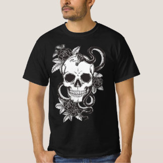 Totenkopf Rose und Schlange T-Shirt