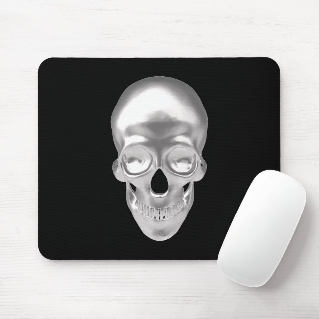 Totenkopf, Schädel silber 3D-Optik - Mousepad (Mit Mouse)