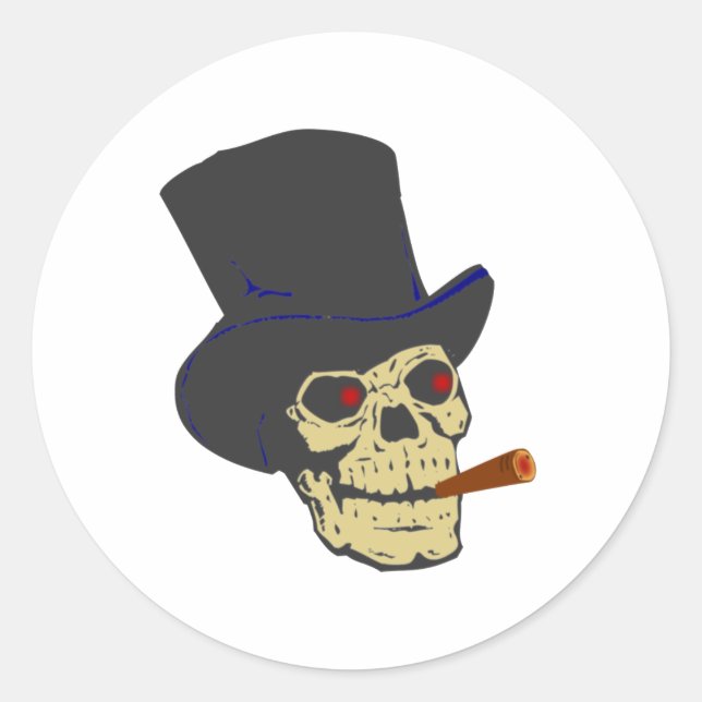 Totenkopf Schädel Zigarre skull cigar Runder Aufkleber (Vorderseite)