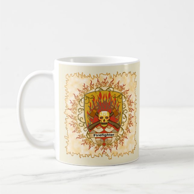 Totenkopf-Schild-Feuerwehrbecher Kaffeetasse (Links)