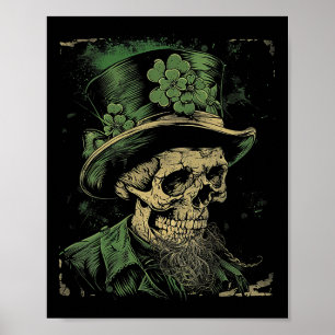 Totenkopf Skelett - Leprechaun St. Patrick's Day H Poster