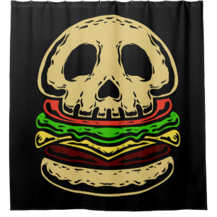 Totenkopf Skelett Tod gruselig unheimlicher Burger Duschvorhang