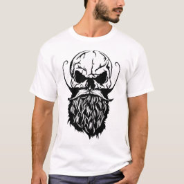 Totenkopf Skull Hipster Bartbart Moust T-Shirt