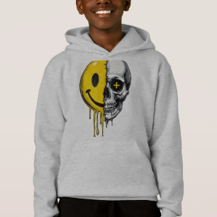 Totenkopf Smiley Drip Hoodie – Street Art Fettes D