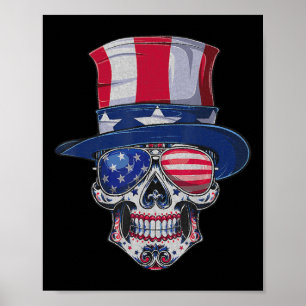 Totenkopf Sonnenbrille USA-Flagge Memorial Day 4. Poster