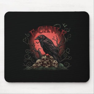 Totenkopf-Stapel Rabe F-caw-f Halloween T-Shirt Mousepad