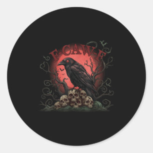 Totenkopf-Stapel Rabe F-caw-f Halloween-T-Shirt  Runder Aufkleber