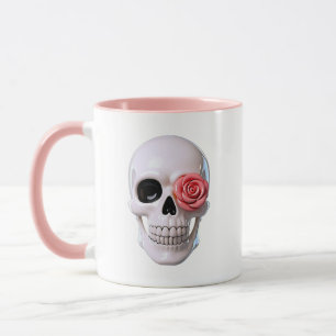 Totenkopf Süß Glänzend Rose Gothic Rosa Thema Tasse