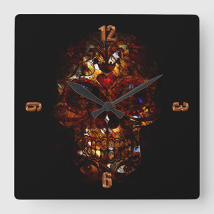 Totenkopf-Todesmasken-Design zum Tag der Toten Quadratische Wanduhr