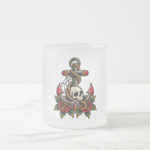 Totenkopf und Anker Mattglastasse