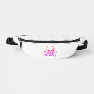 Totenkopf und Knochen neonweißer Bauchtasche