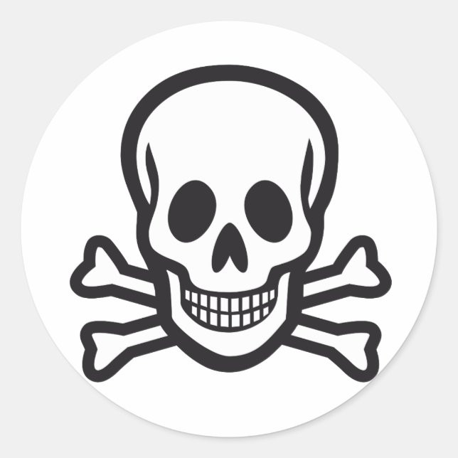 Totenkopf und Knochen Runder Aufkleber (Vorderseite)
