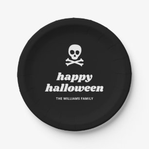 Totenkopf-und-Kreuz-Halloween-Party Pappteller