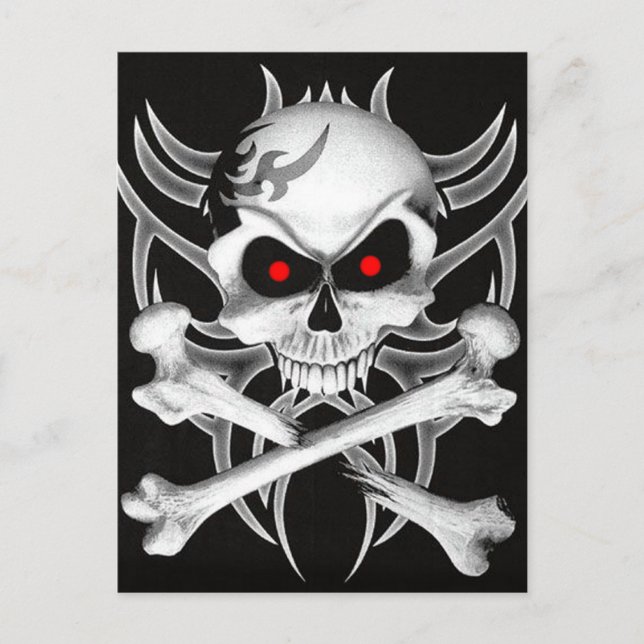 Totenkopf und Kreuze Postkarte (Vorderseite)