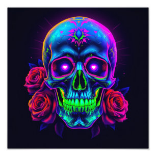 Totenkopf und Rosen  Fotodruck