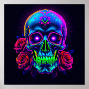 Totenkopf und Rosen Poster