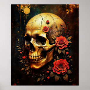 Totenkopf und Rosen Poster