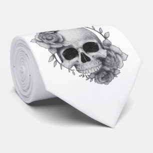 Totenkopf- und Rosen-Skizze Krawatte