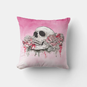 Totenkopf und Rosen Wurfkissen Kissen