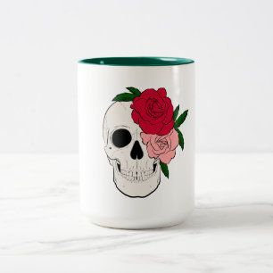 Totenkopf und Rosen Zweifarbige Tasse