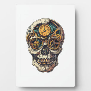 Totenkopf und Uhr Zeitwächter Fotoplatte