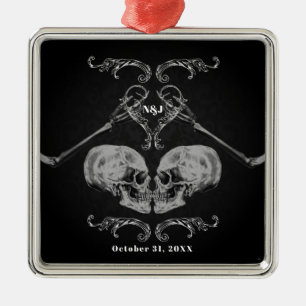 "Totenkopf verliebt" Vintage-Skelette Schwarze Hoc Ornament Aus Metall