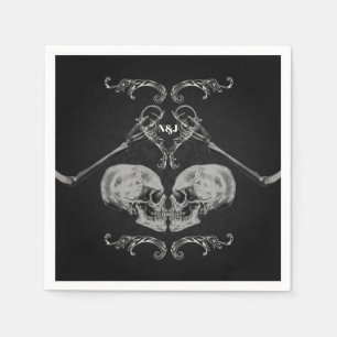 "Totenkopf verliebt" Vintage Skelette Schwarze Hoc Serviette